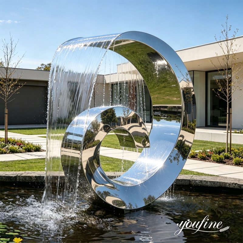 Contemporary Stainless Steel Curved Waterfall Fountain for Pool Decor CSS-300