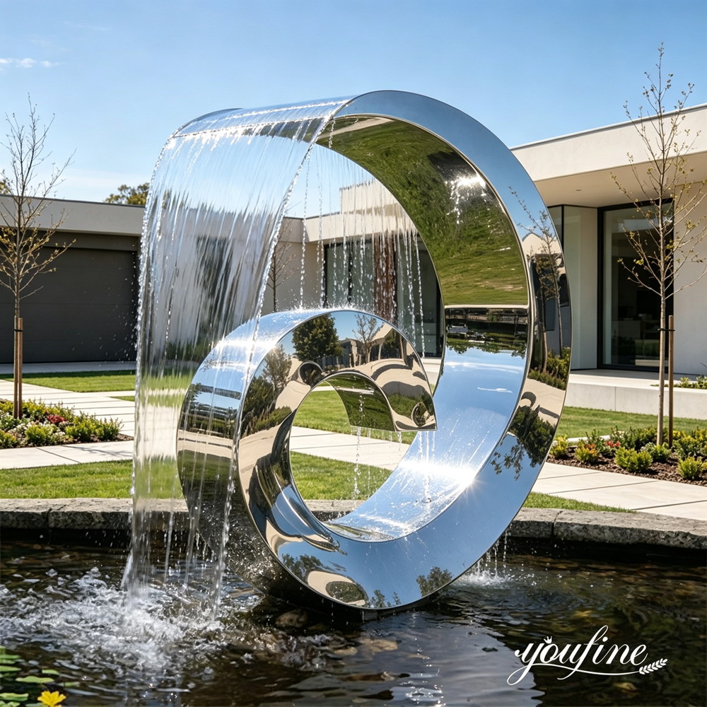 Contemporary Stainless Steel Curved Waterfall Fountain for Pool Decor CSS-300