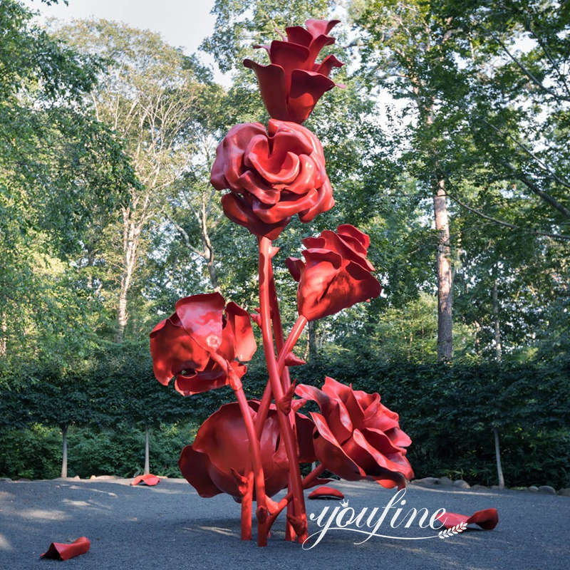 decorative large metal rose sculpture