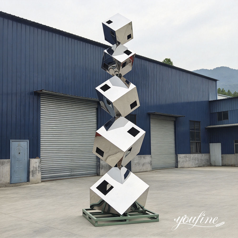 sculpture cubique en métal finie à YouFine Factory (5)