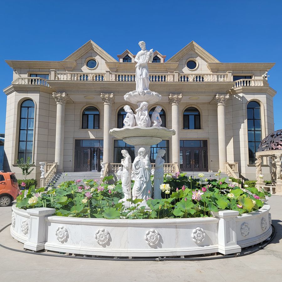 Outdoor Marble Fountain with Statuary MOKK-919