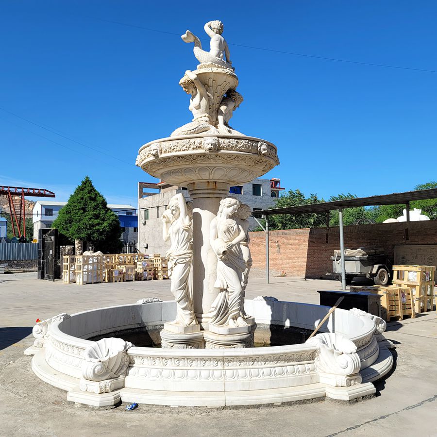 large marble woman statue fountain