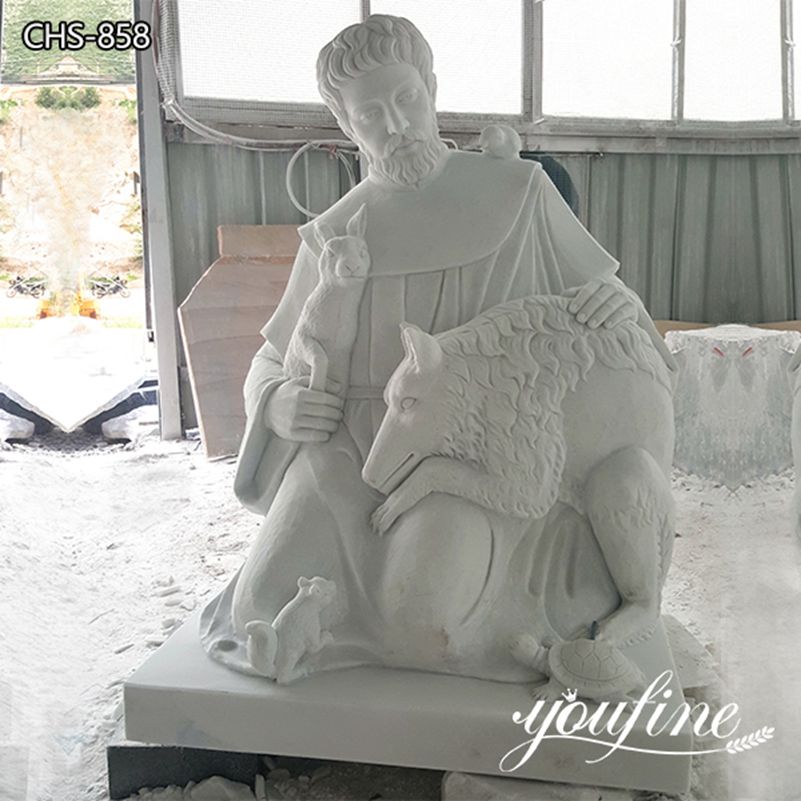 Catholic Marble Saint Sculpture St Francis Garden Statue for Sale CHS-858