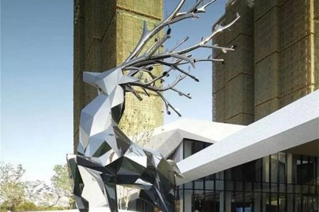 Geometric Stainless Steel Deer Sculpture City Design for Sale CSS-719