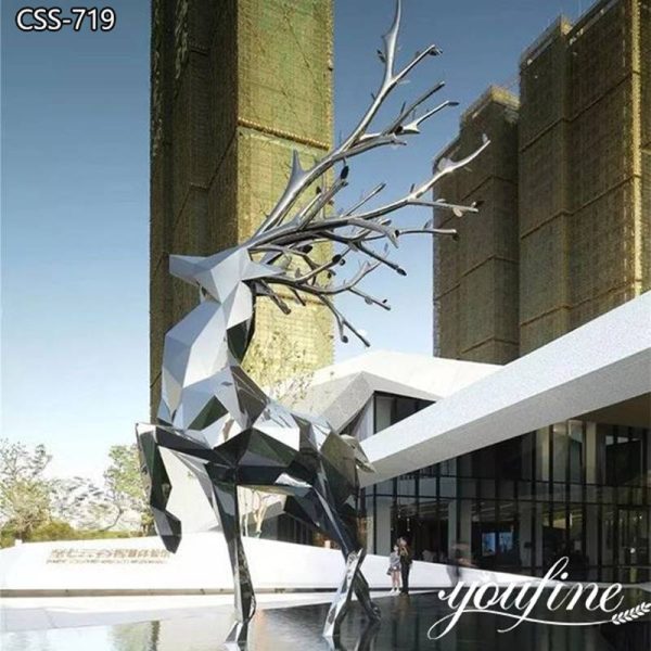 Geometric Stainless Steel Deer Sculpture City Design for Sale CSS-719