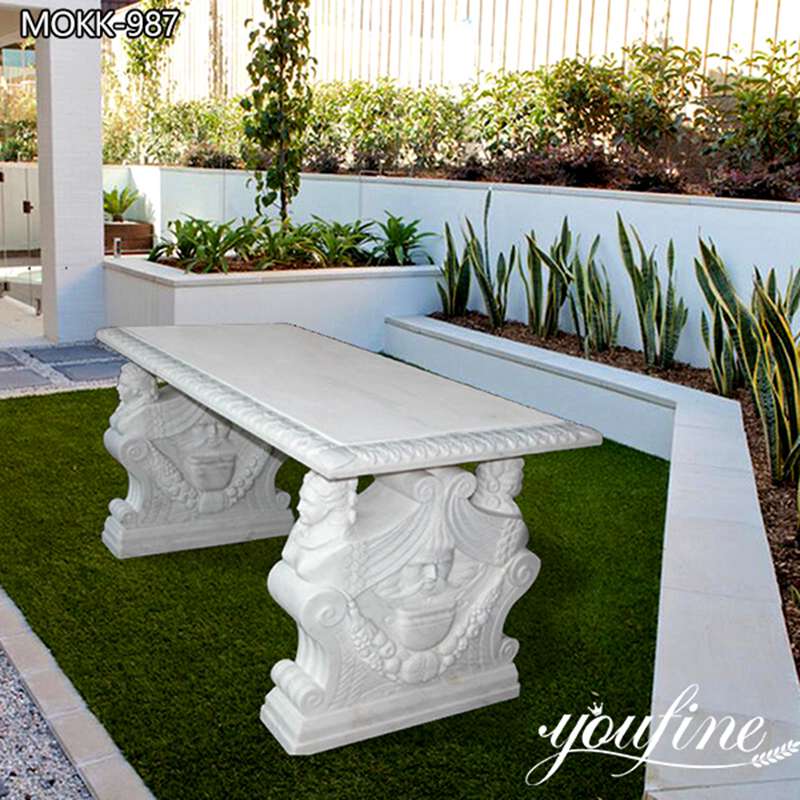 Gorgeous Outdoor Marble Side Table with Female Statue for Sale MOKK-987