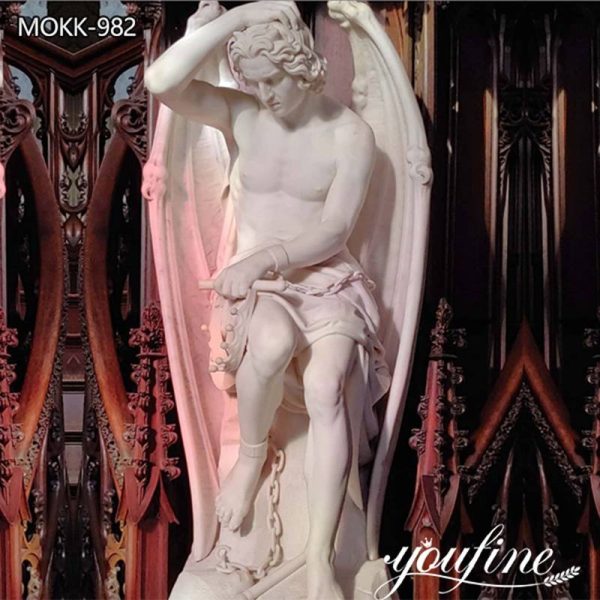 Hand Carved Religious Marble Lucifer Sculpture for Sale MOKK-982 (1)