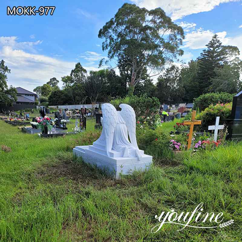 Hand Carved White Marble Angel Monument Supplier MOKK-977