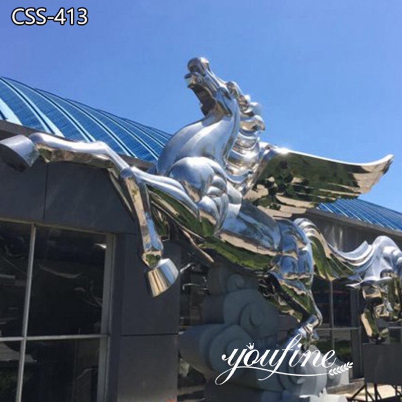 High Polished Metal Horse Sculpture with Wings for Sale CSS-413