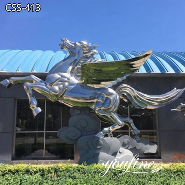High Polished Metal Horse Sculpture with Wings for Sale CSS-413 (2)