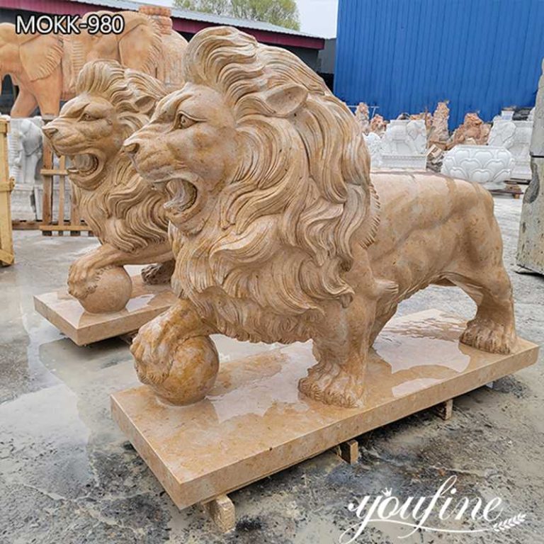 Large Marble Lion Statues for Front Porch Manufacturer MOKK980 YouFine Sculpture