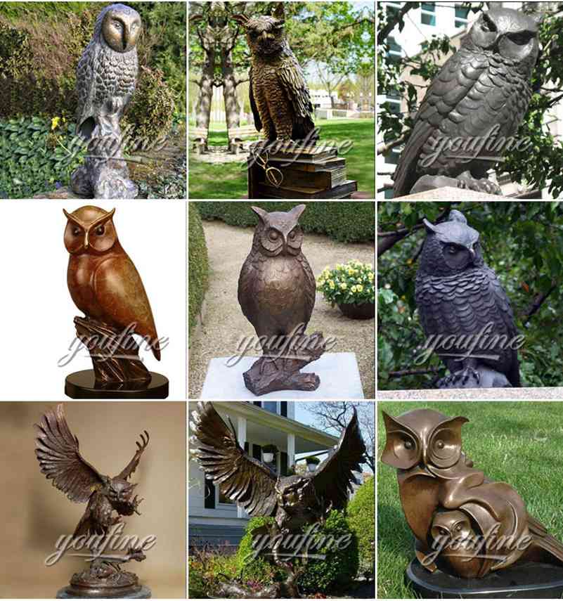 Life Size Cast Bronze Owl Statue-YouFine Sculpture (3)