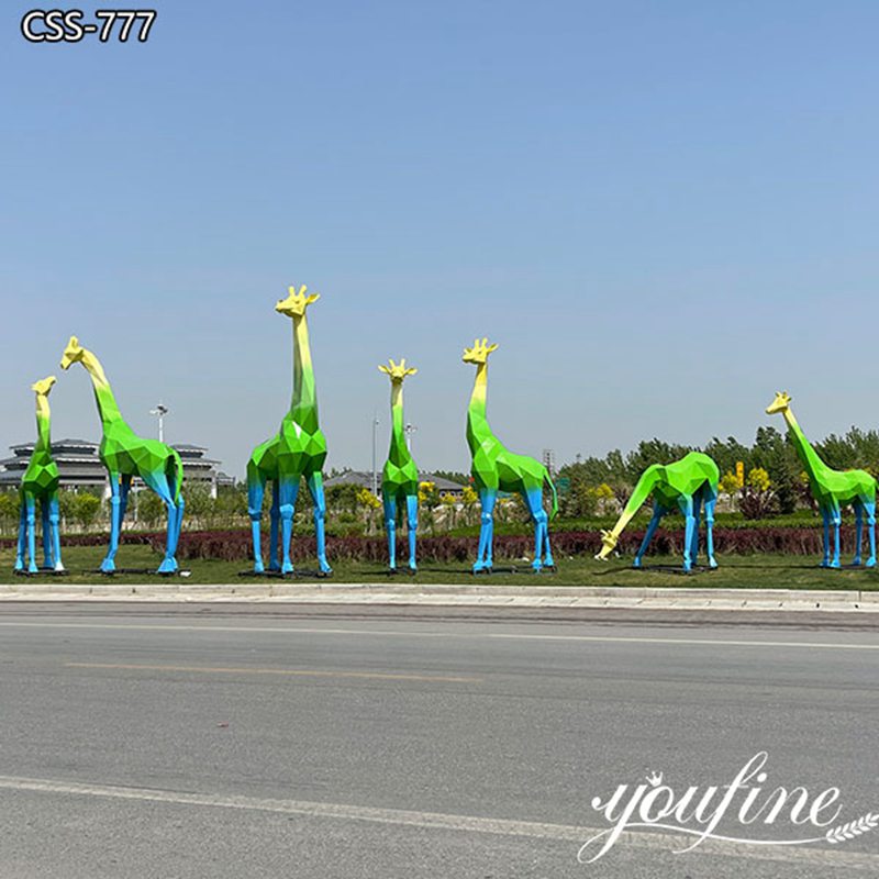 Manufacturer Stunning Metal Giraffe Statues Geometric Art for Decor CSS-777
