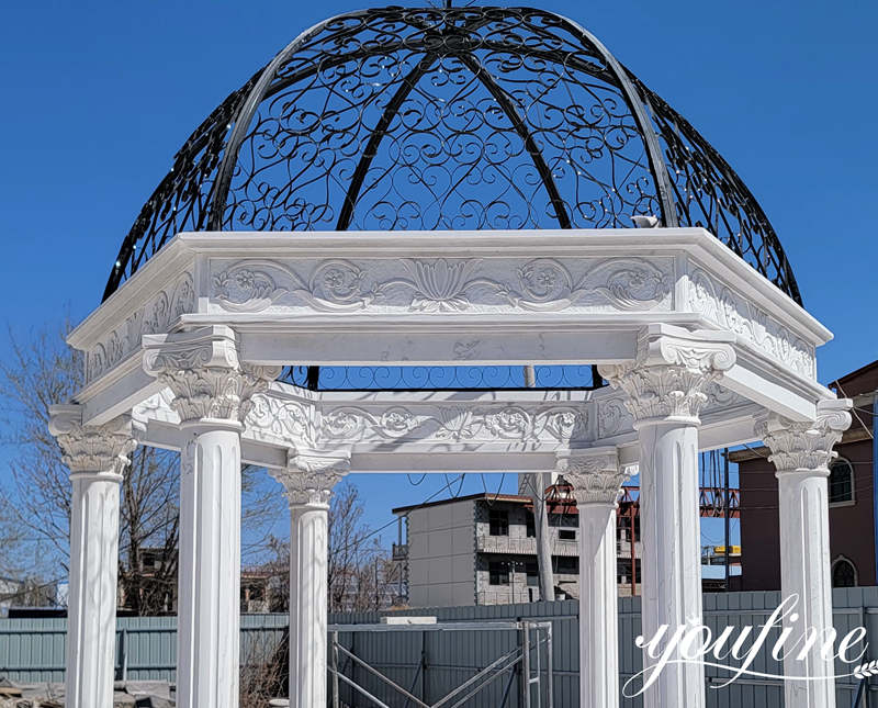 White Marble Gazebo - YouFine Sculpture