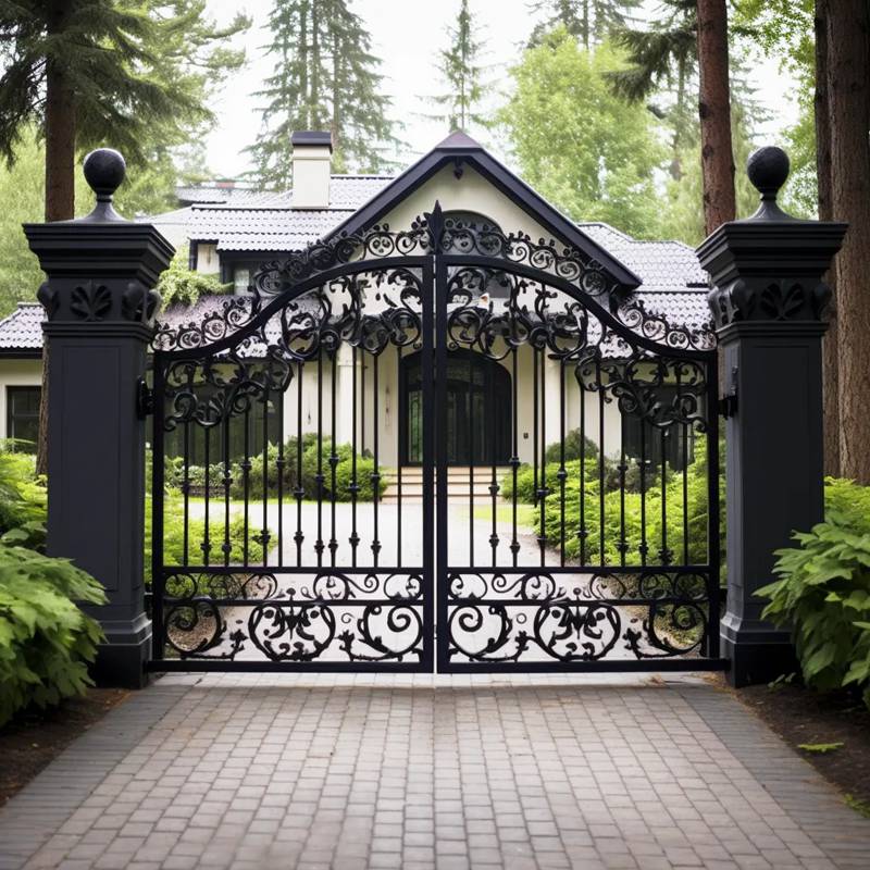 Vintage Estate Entrance Swing Wrought Iron Gates Design for sale IOK-188