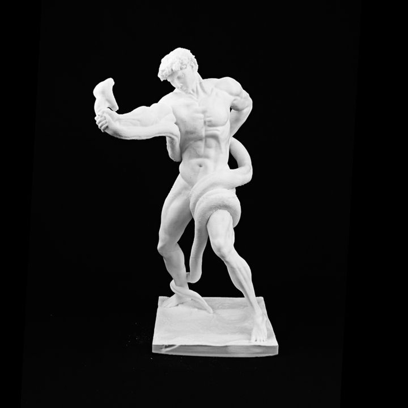 an athlete wrestling with a python replica