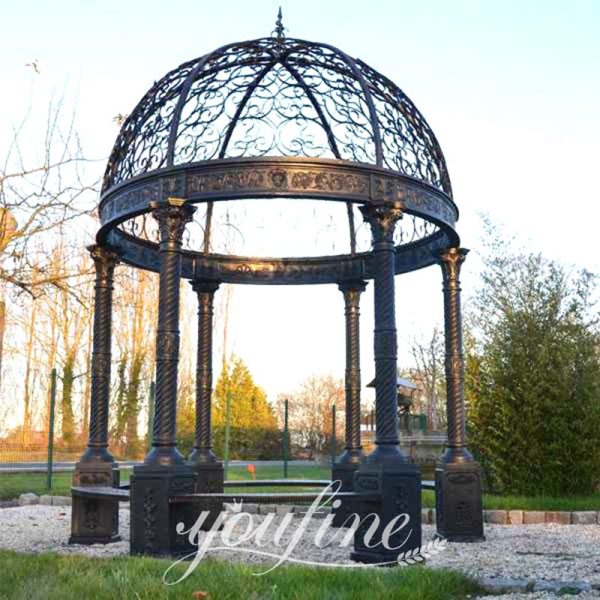 antique wrought iron gazebo-YouFine Sculpture