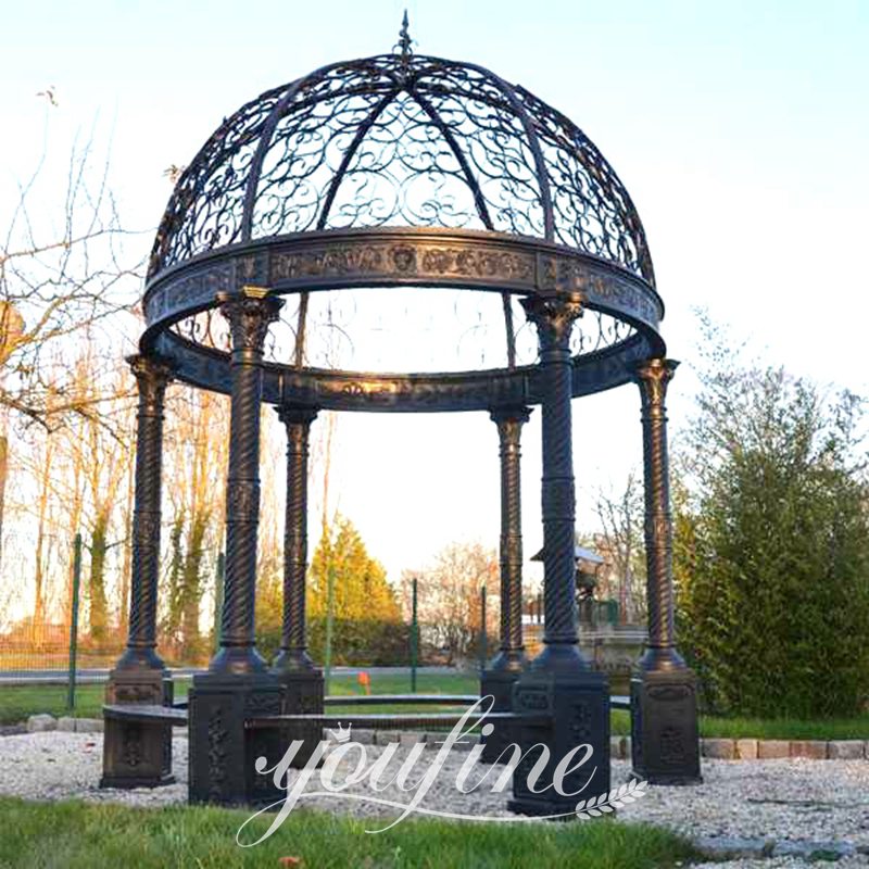 antique wrought iron gazebo-YouFine Sculpture