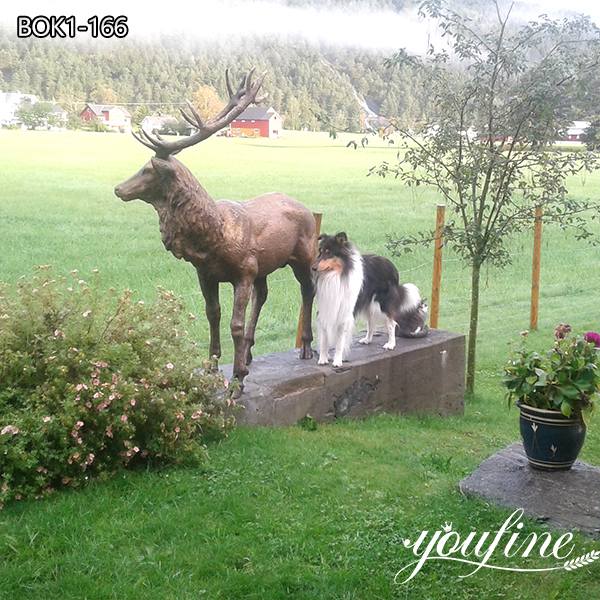 Custom Life Size Brass Deer Statue Garden Elk Statue for Sale BOK1-166