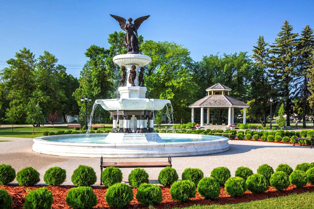 bronze Angel statue of the Waters Fountain