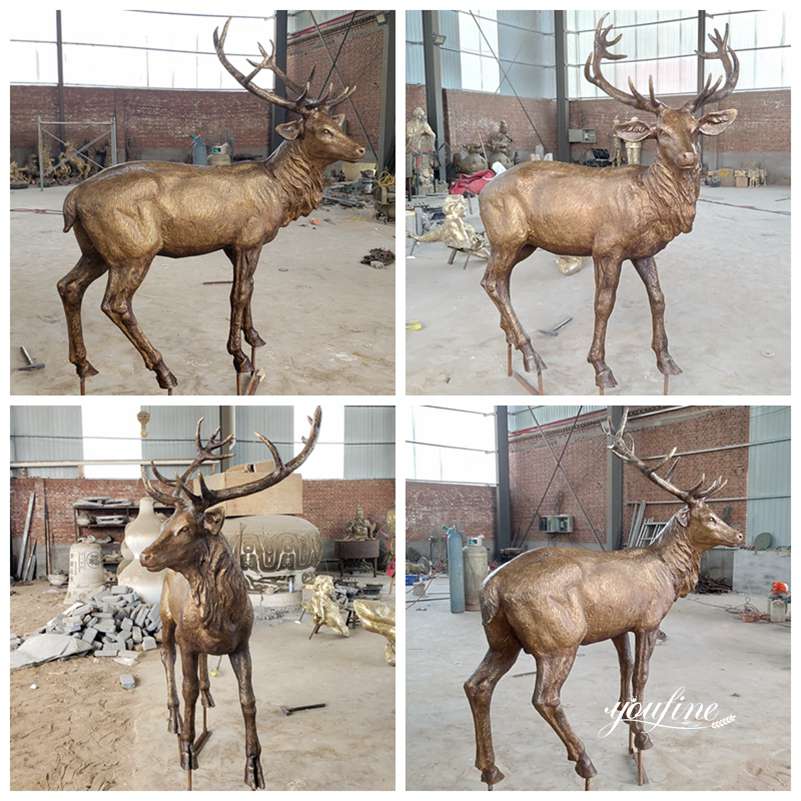 bronze elk statue life size-YouFine Sculpture (7)