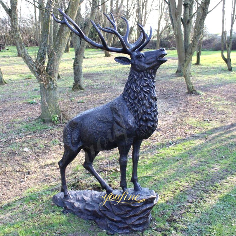 Outdoor Elk Statue Standing on the Rock BOKK-656