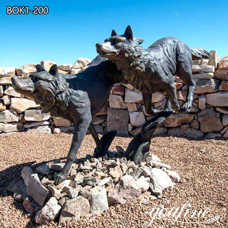 Garden Life Size Bronze Wolf Statue Outdoor Decor for Sale BOK1-200