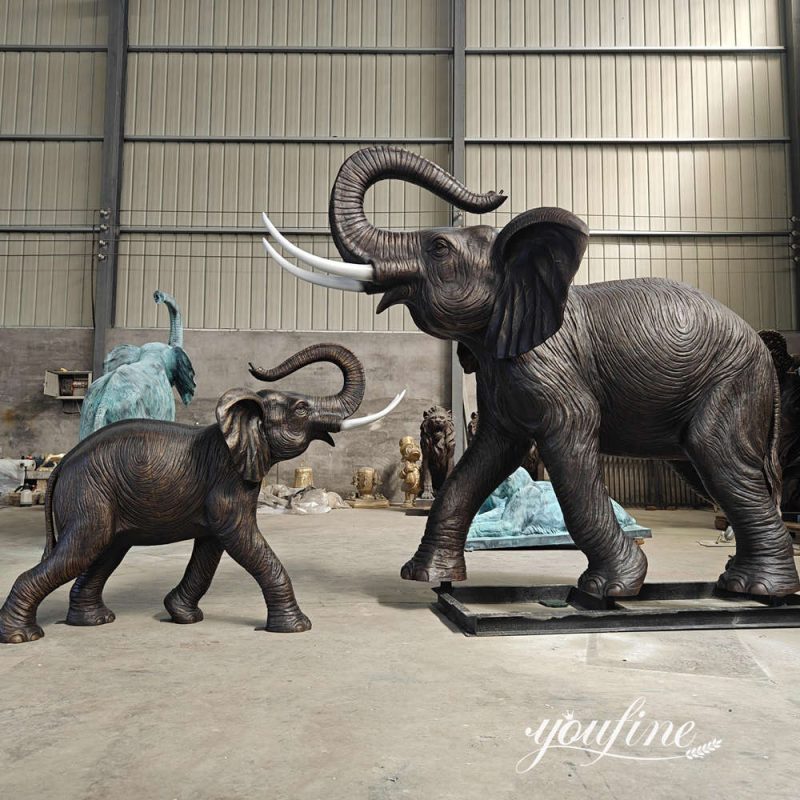 voltooide bronzen olifantenfamilie sculptuur bij YouFine Fabriek