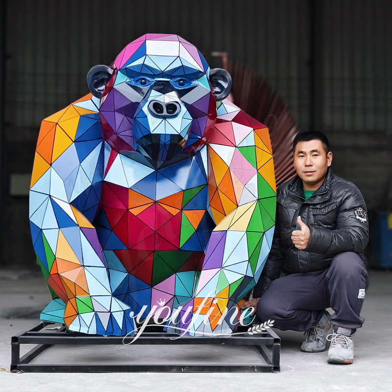 finished stainless steel geometric gorila statue at YouFine Factory