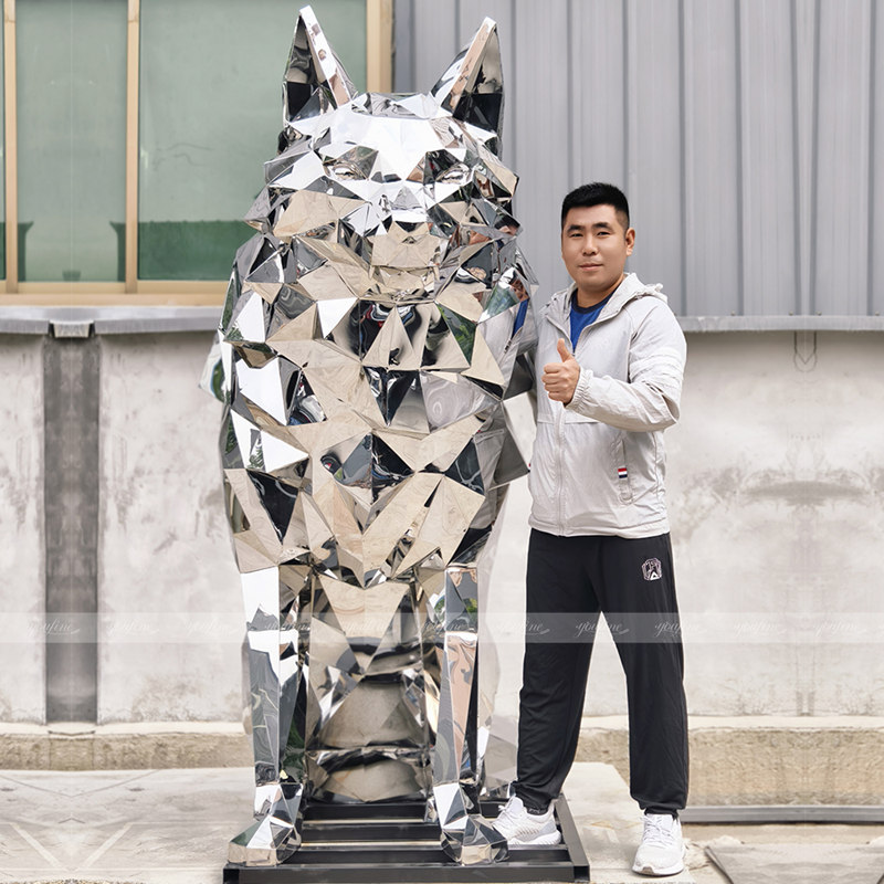 geometric wolf sculpture