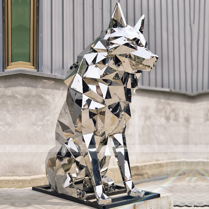 modern geometric wolf sculpture