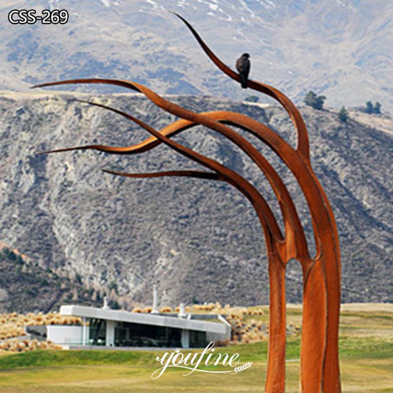 Abstract Corten Steel Tree Sculpture Conspicuous Outdoor Decor for Sale CSS-269