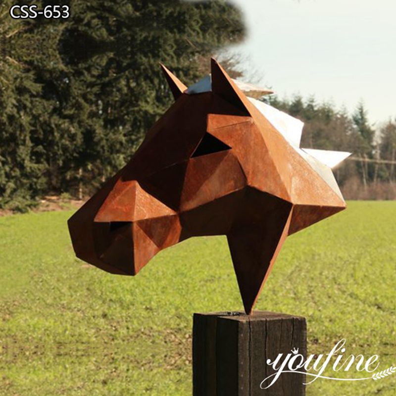 Corten Steel Geometric Horse Sculpture Art Decor Manufacturer CSS-653