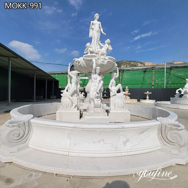 Hand Carved Large White Marble Fountain Outdoor Decor for Sale MOKK-991