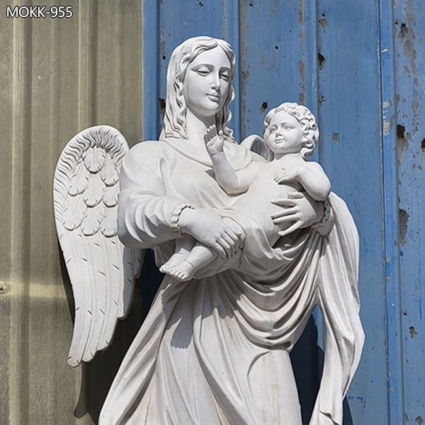 Life-Size-Marble-White-Angel-With-Baby-Statue-Factory-Supply-2