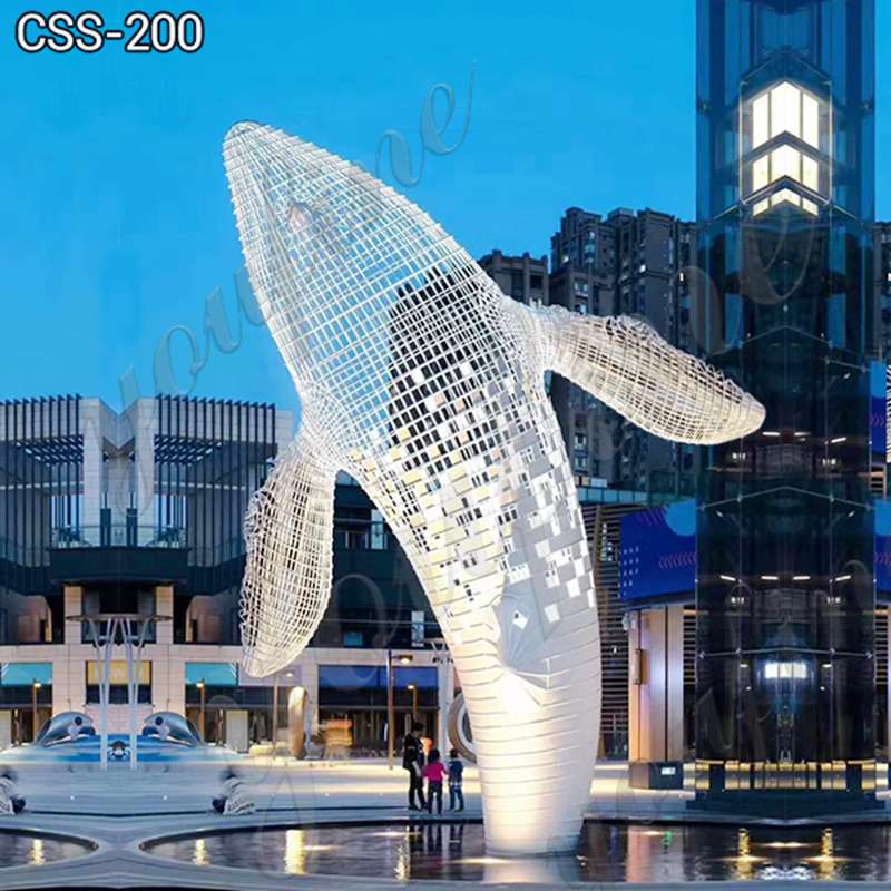 Light Stainless Steel Large Whale Statue Mall Decor Supplier CSS-200