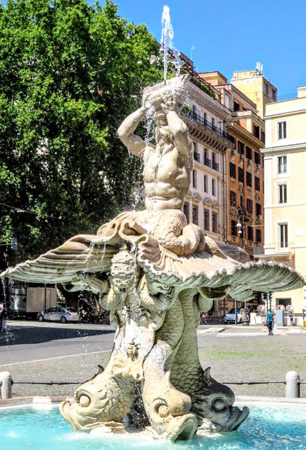 Classic style Piazza Barberini Bernini Triton marble Fountain