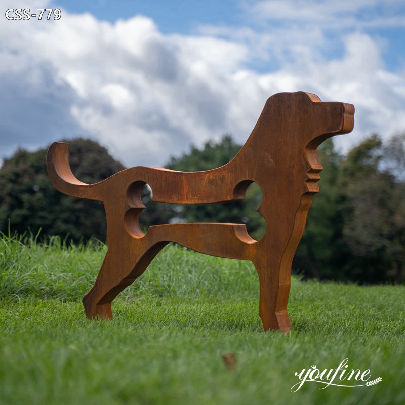 Corten Steel Rust Garden Sculpture Cat and Dog Art for Sale CSS-779