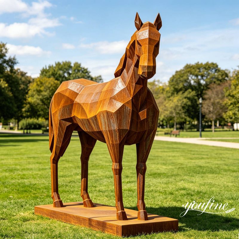 corten steel horse sculpture for outdoor decor