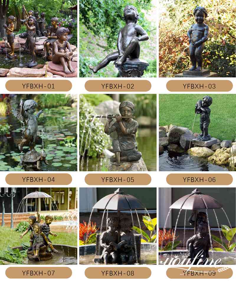 Statue Fountain with Lotus Leaf Umbrella: