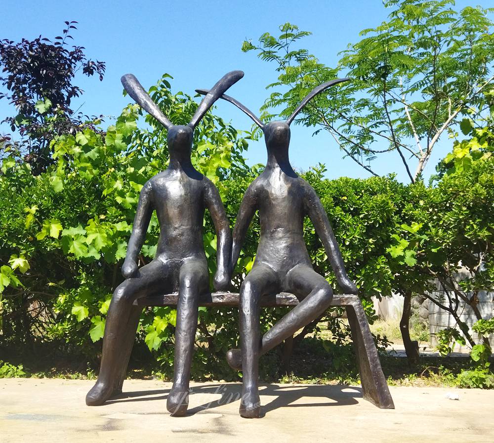two sitting Rabbit Statue