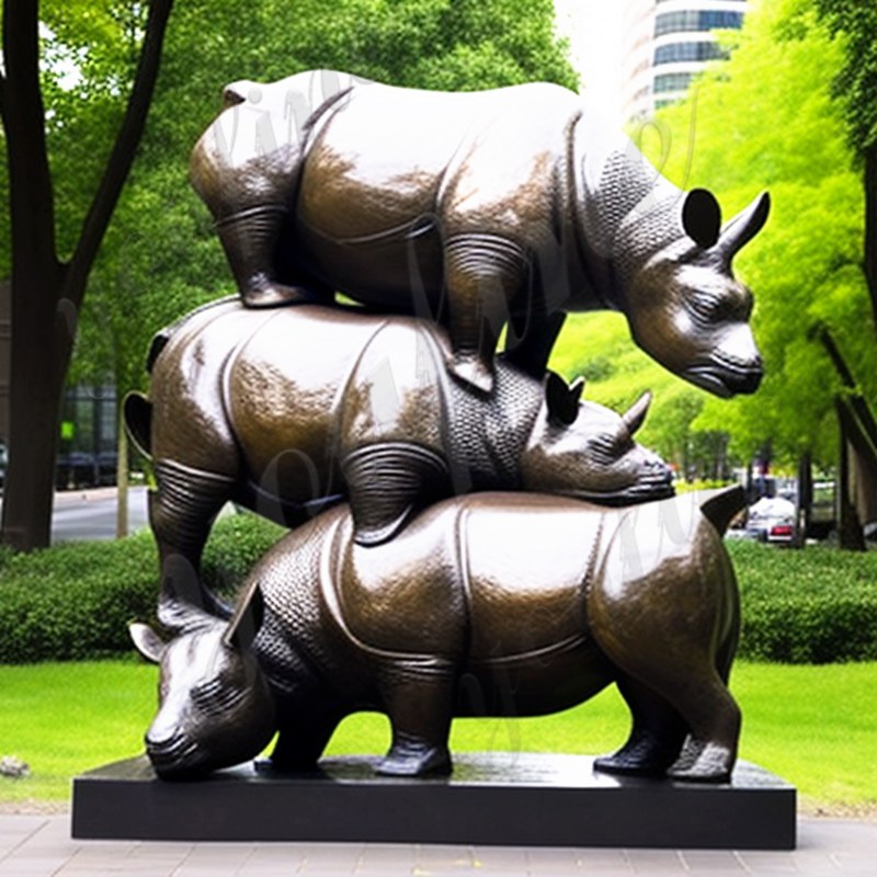 Bronze Rhino sculpture-YouFine Sculpture