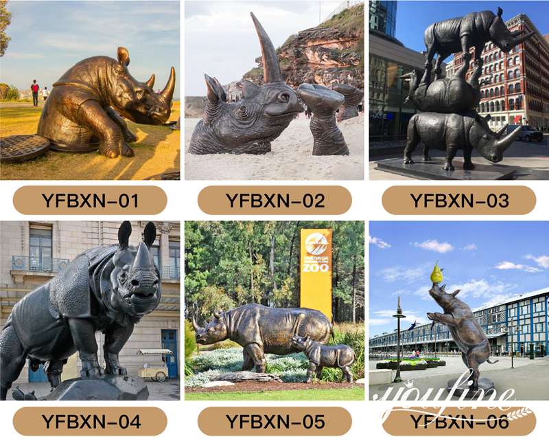 Bronze rhino figurine home decors-YouFine Sculpture
