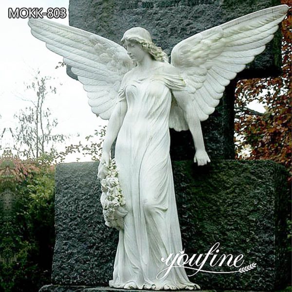 Natural Marble Outdoor Guardian Angel Statue Factory Supply MOKK-803