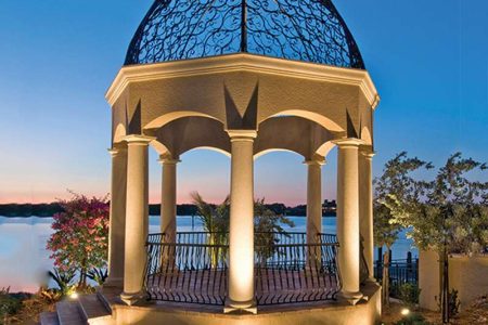 Natural Outdoor Marble Gazebo with Iron Top for Sale MOKK-893