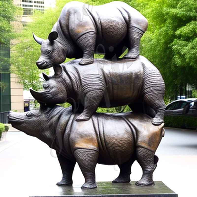 Large Bronze Rhino Statue Animal Ornament Art for Sale BOK1-217