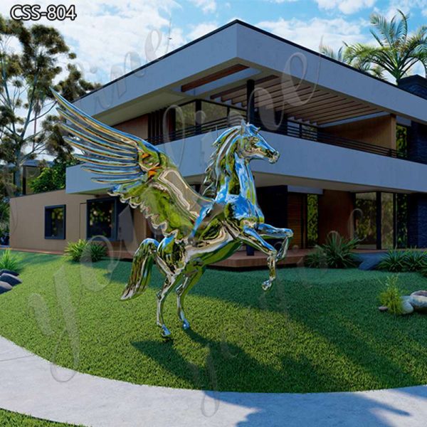 Stainless Steel Horse with Wings Statue Outdoor Decor CSS-804 (1)