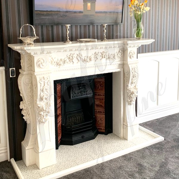 White marble fireplace ornaments-YouFine Sculpture