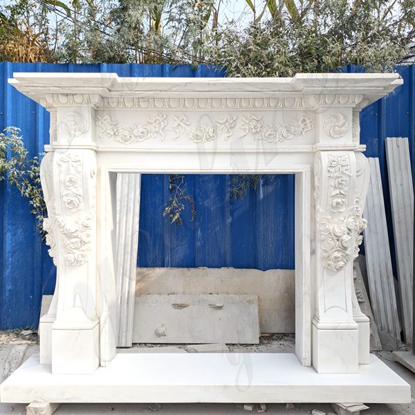 White marble for fireplace wall-YouFine Sculpture