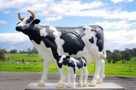  Bronze Garden Cow And Baby Statue Life Size Custom Art for Sale BOK1-259